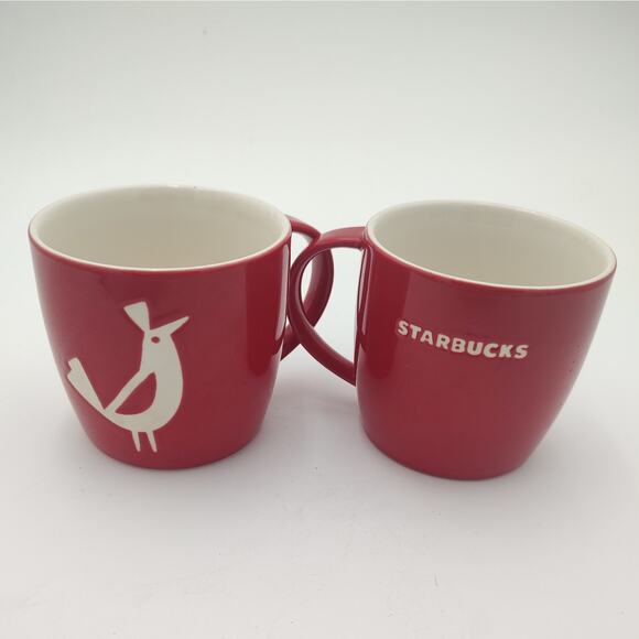 Starbucks 16 oz Ceramic Mug Set Red Partridge Bird Coffee Cups 2011 Holiday - Picture 5 of 13